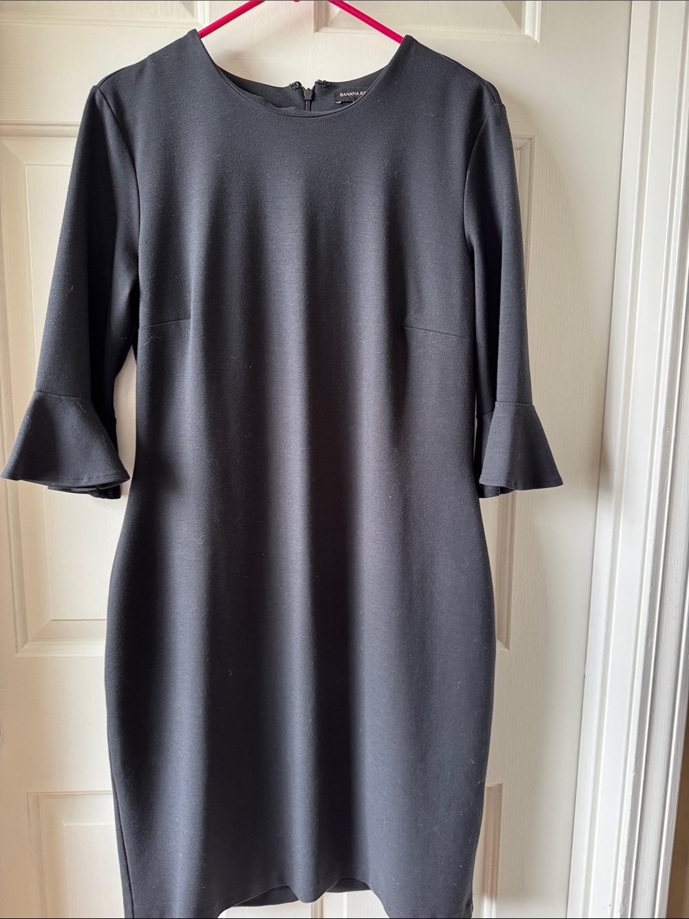Banana Republic Black Quarter -Sleeve Sheath Dress with Flared Cuffs